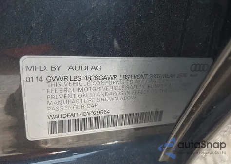 2014 Audi A4 2.0T Premium из США, поврежденный, VIN WAUDFAFL4EN029564